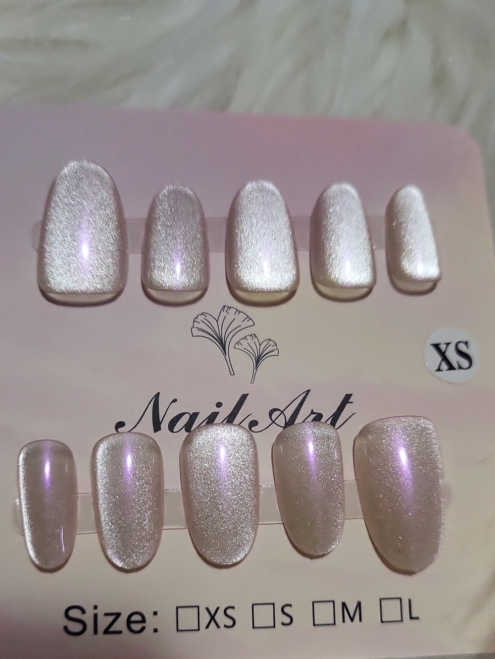 (XS)🎀Handmade Nail Art Cat Eye Irridescent Chrome Cateye Style Press On Nails💅